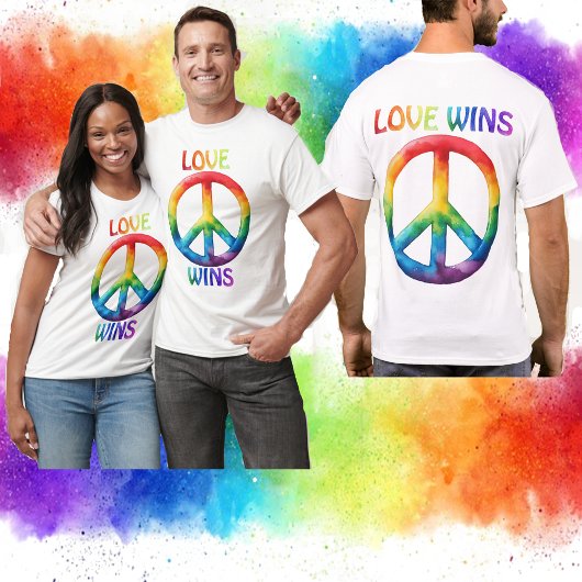 Liefde wint Rainbow Peace Sign T-shirt