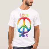 Liefde wint Rainbow Peace Sign T-shirt (Voorkant)