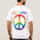 Liefde wint Rainbow Peace Sign T-shirt (Achterkant)