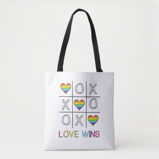 Liefde wint regenboog gay pride hart tic tac toe g tote bag (Voorkant)