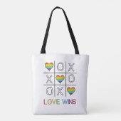 Liefde wint regenboog gay pride hart tic tac toe g tote bag (Achterkant)