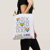 Liefde wint regenboog gay pride hart tic tac toe g tote bag (Dichtbij)