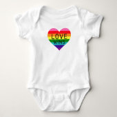 Liefde Wint Regenboog Hart Baby Wit Romper (Voorkant)