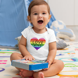Liefde Wint Regenboog Hart Baby Wit Romper