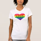 Liefde Wint Regenboog Hart Dames Wit T-shirt (Voorkant)