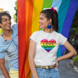 Liefde Wint Regenboog Hart Dames Wit T-shirt