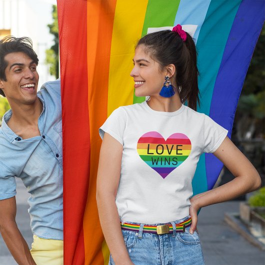 Liefde Wint Regenboog Hart Dames Wit T-shirt