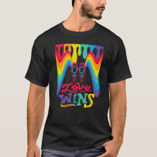 Liefde wint regenboog met Venus-symbool voor lesbi T-shirt