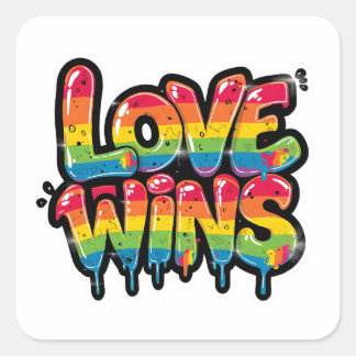 Liefde Wint Regenboog Pride Citaat | Kleurrijke LG Vierkante Sticker