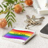 Liefde Wint Regenboog Strepen Sleutelhanger (Zijkant)