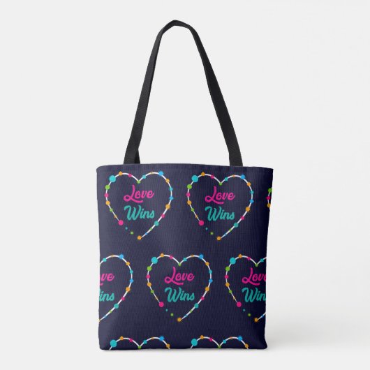 Liefde wint Retro White Patterned Edition Tote Bag (Achterkant)