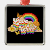 Liefde wint tekstontwerp metalen ornament (Voorkant)