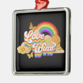 Liefde wint tekstontwerp metalen ornament (Links)