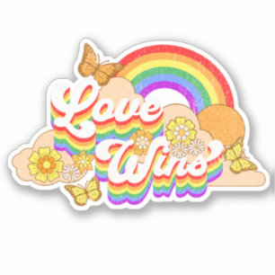 Liefde wint tekstontwerp sticker