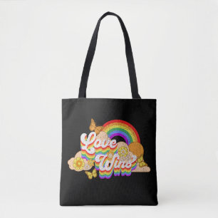 Liefde wint tekstontwerp tote bag