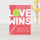 Liefde wint Tennis Match Valentijnsdag Kaart (Gele Bloem)