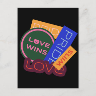 Liefde wint. Trots. Trots wint. LGBT+Pride-ansicht Briefkaart