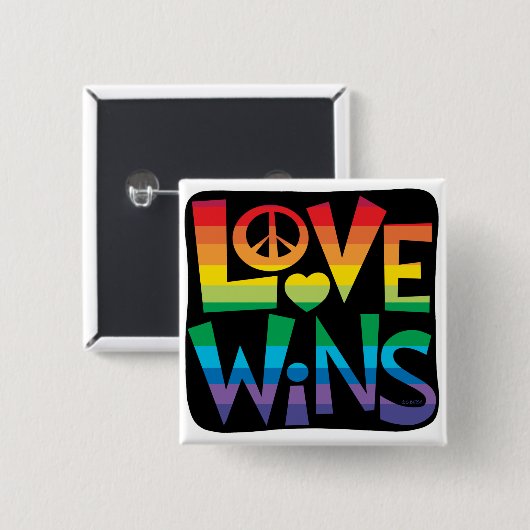 Liefde wint! vierkante button 5,1 cm (Voorkant /achterkant)