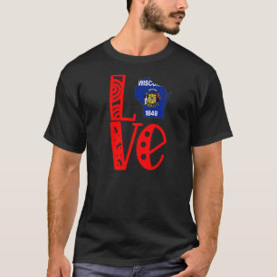 Liefde Wisconsin in blokletters T-shirt