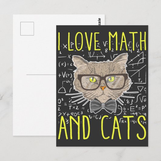 Liefde Wiskunde en Katten wiskundige Nerd Briefkaart (Voorkant / Achterkant)