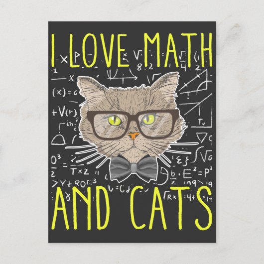 Liefde Wiskunde en Katten wiskundige Nerd Briefkaart (Voorkant)