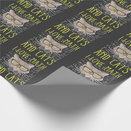 Liefde Wiskunde en Katten wiskundige Nerd Cadeaupapier (Hoek)