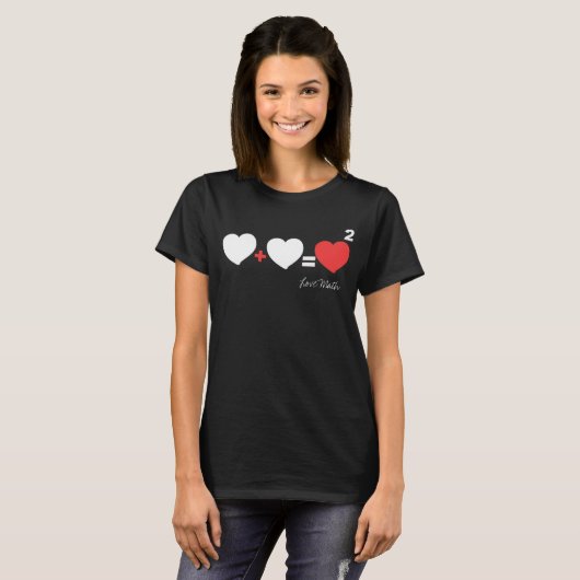 Liefde Wiskunde Hart + Hart = Hart 2 T-Shirt Top (Voorkant volledig)