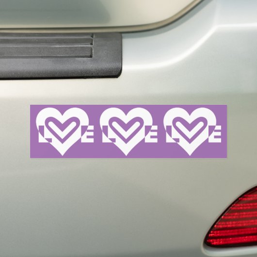 Liefde Wit en Paars Bumpersticker (Op auto)