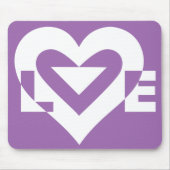 Liefde Wit op Paars Muismat (Voorkant)