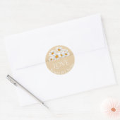 Liefde Witte Daisies Tan Polka Dot Gepersonaliseer Ronde Sticker (Envelop)