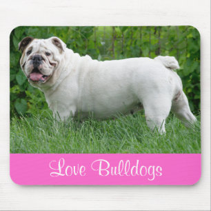 Liefde Witte Engelse Bulldog Puppy Hond Muismat