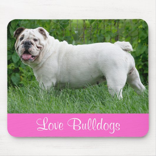 Liefde Witte Engelse Bulldog Puppy Hond Muismat (Voorkant)