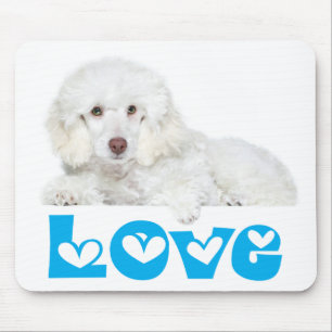 Liefde Witte Poodle Puppy Hond Hartjes Muismat