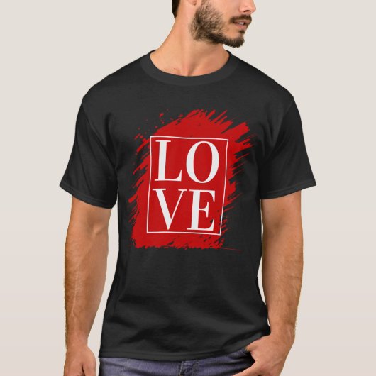 LIEFDE WITTE TYPOGRAFIE RODE KUNST T-SHIRT (Voorkant)