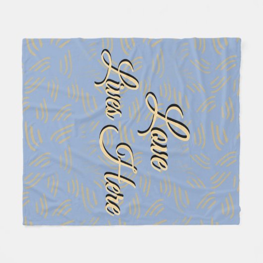 Liefde woont hier blauw fleece deken (Voorkant (Horizontaal))