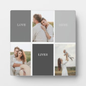Liefde woont hier | Drie foto familiegeschenk Fotoplaat (Voorkant)