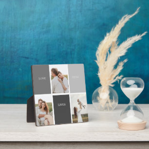 Liefde woont hier   Drie foto familiegeschenk Fotoplaat