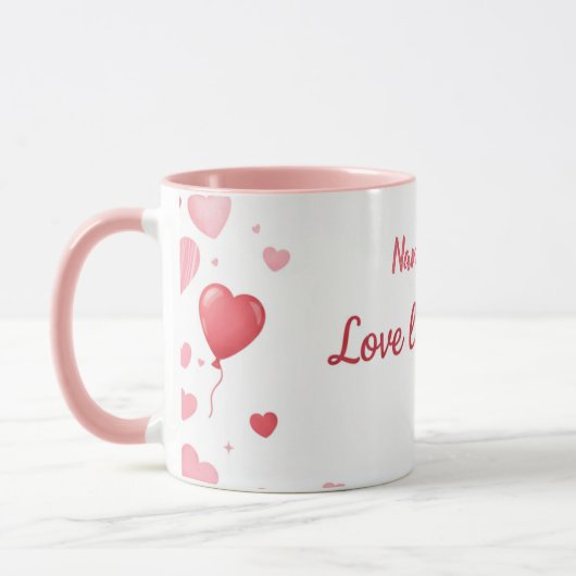 Liefde woont hier - Roze en rode harten Mok (Links)