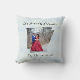 Liefde woont in Arkansas State Shaped Custom Foto Kussen