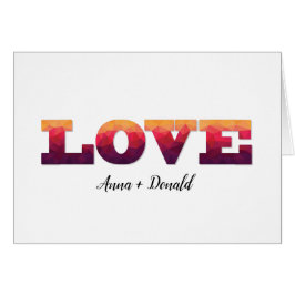 Liefde woord en namen en groeten kaart