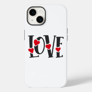 Liefde Woord Kunst Harten Rood Zwart Valentijnsdag Case-Mate iPhone 14 Hoesje
