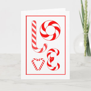 Liefde Woord Kunst Kerststok Pepermunt Draai Lette Feestdagen Kaart