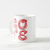 LIEFDE Woord Kunst Stof Lettertype Rood Koffiemok (Voorkant links)