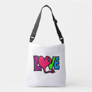 Liefde Woord Kunst Typografie Crossbody Tas