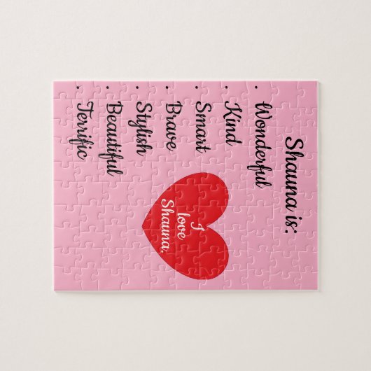 Liefde & Woorden - Roze met Groot Hart: Legpuzzel (Horizontaal)