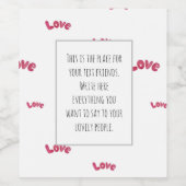 Liefde woordroze minimalistisch patroon waterverf wijn etiket (Enkel label)