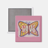 Liefde Word Art Roze Vlinder Custom Koelkast Magne Magneet (Voorkant / Achterkant)
