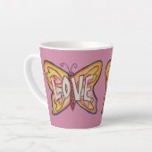 Liefde Word Art Roze Vlinder Vleugel Cup Latte Mok (Linkerhoek)