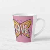 Liefde Word Art Roze Vlinder Vleugel Cup Latte Mok (Rechts)