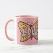 Liefde Word Art Roze Vlinder Vleugels Koffie Mok C (Links)